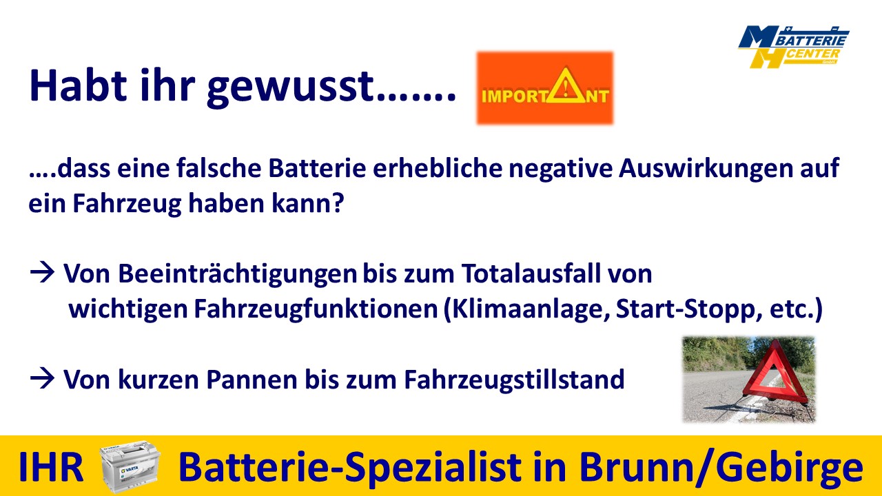 Aufgepasst bei der Auswahl der richtigen Batterie!