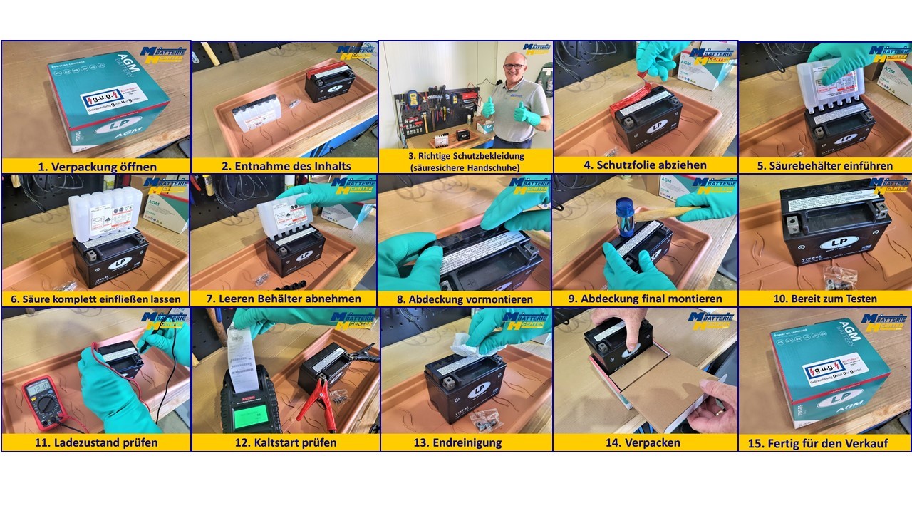 Motorradbatteriefüllung in 15 Schritten!